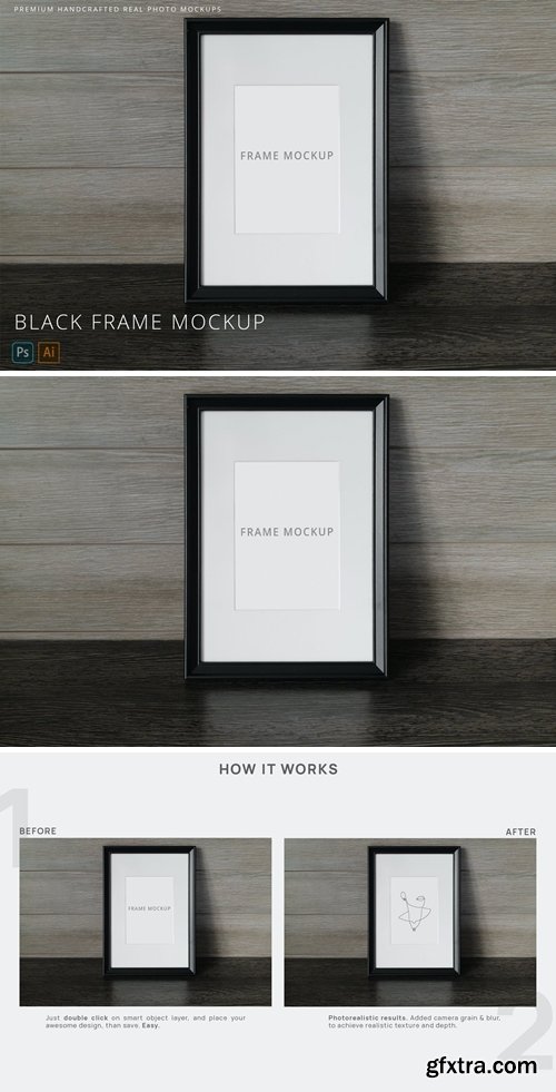 Picture & Photo Frame Mockup Wooden Background