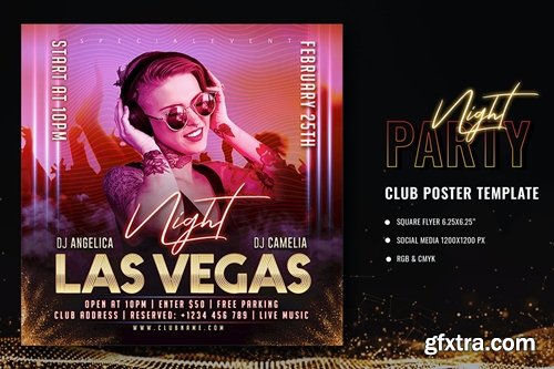 Neon Club Party Poster Template