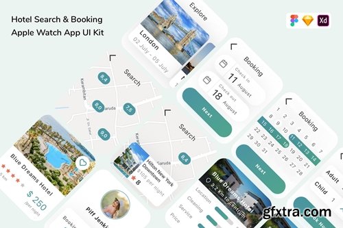 Hotel Search & Booking Apple Watch App UI Kit