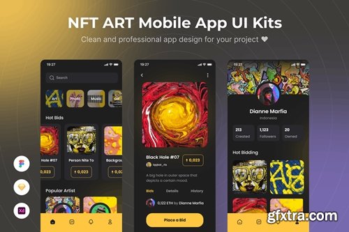 NFT Art Mobile App UI Kits Template