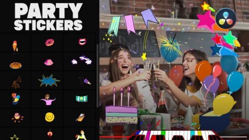 Videohive - Animated Party Stickers | DaVinci Resolve - 34101274 - 34101274