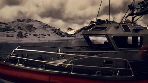 Videohive - Resque Boat in Cold Northern Sea - 34136737 - 34136737