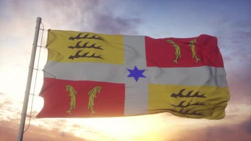 Videohive - Montbeliard Flag France Waving in the Wind Sky and Sun Background - 34156820 - 34156820