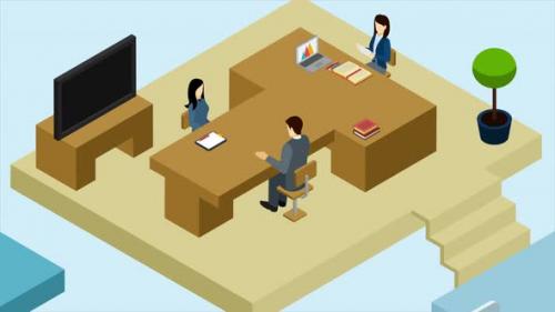 Videohive - Meeting work caricature motion graphics 4k - 34157035 - 34157035