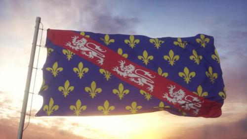 Videohive - Marche flag, France, waving in the wind, sky and sun background - 34120141 - 34120141