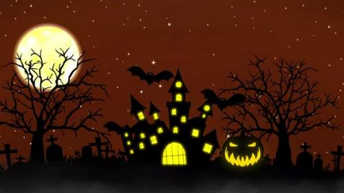 Videohive - Halloween Background - Concept of Pumpkins and Spooky Trees - 34120142 - 34120142