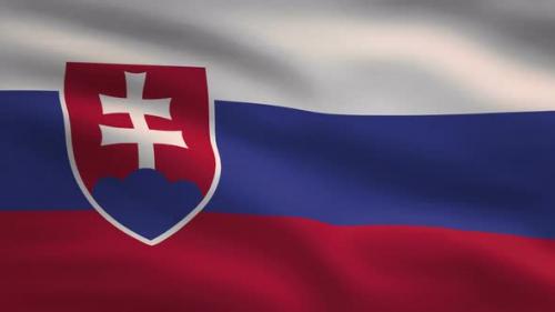 Videohive - Slovakia Windy Flag Background 4K - 34121136 - 34121136