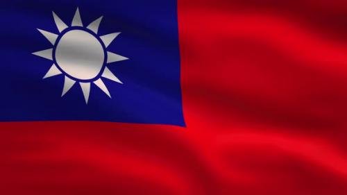 Videohive - Taiwan Windy Flag Background 4K - 34121140 - 34121140