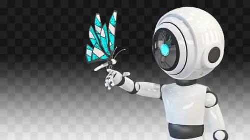 Videohive - Robot Looks At The Robot Butterfly - 34130476 - 34130476