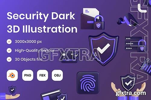 Security Dark 3D Illustration BA9PY7B