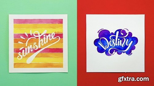 Negative Space Lettering with Watercolours