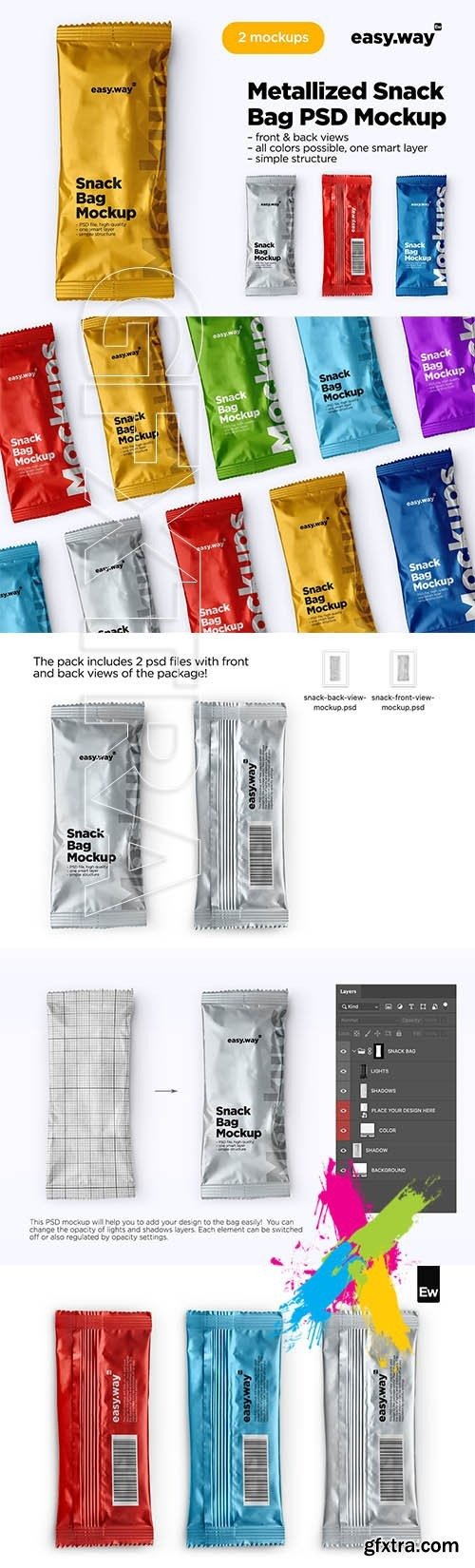 CreativeMarket - Metallized Snack Bag PSD Mockup 5819433