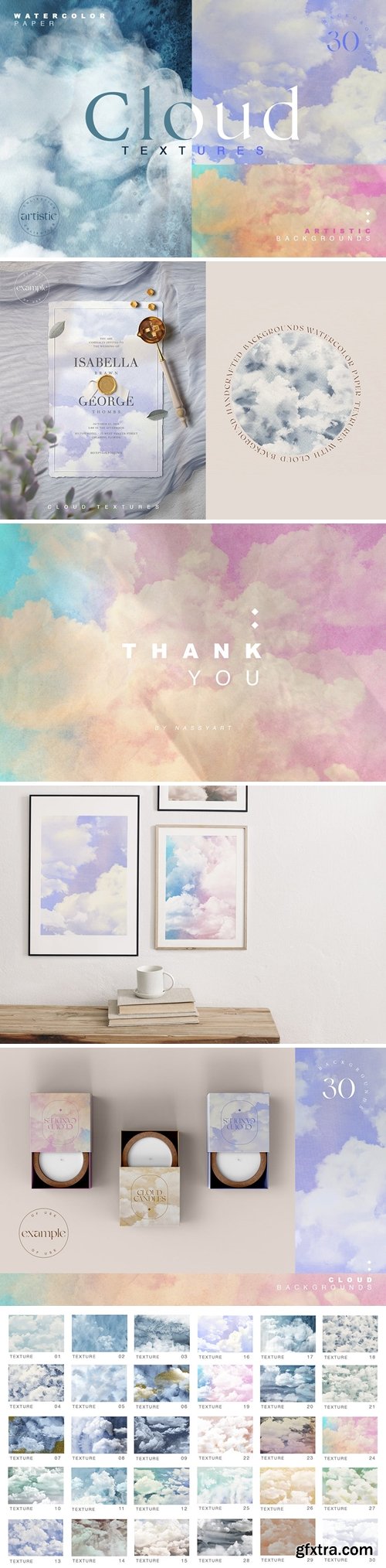 Cloudy Watercolor Abstract Textures