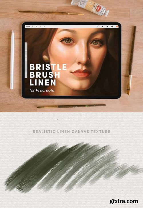 Natural Bristle Brush Linen Brushes Set for Procreate