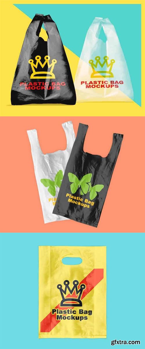 3 Plastic Bag PSD Mockups Templates