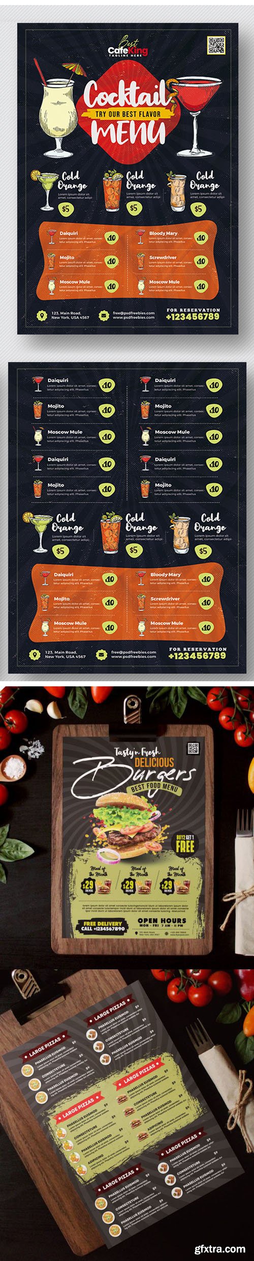 5 Restaurant Food Menu Design PSD Templates