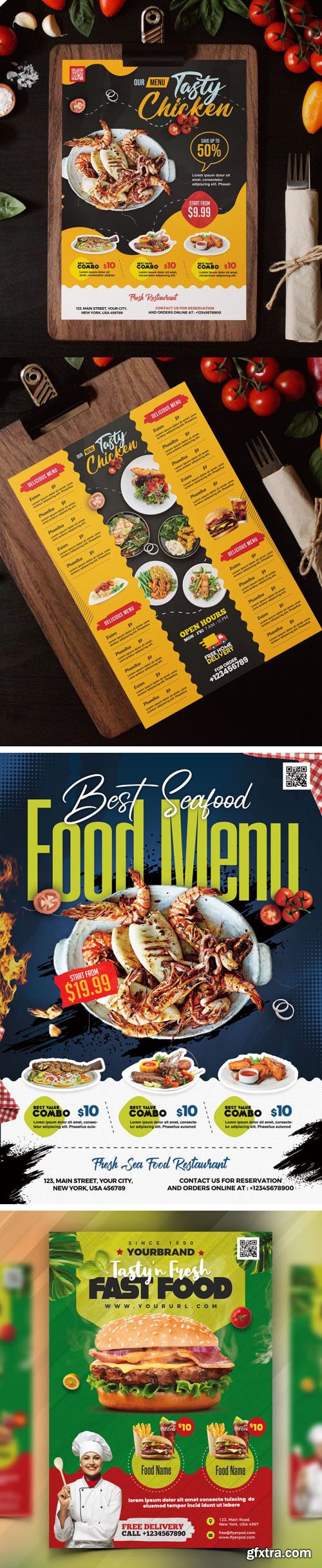 5 Restaurant Food Menu Design PSD Templates