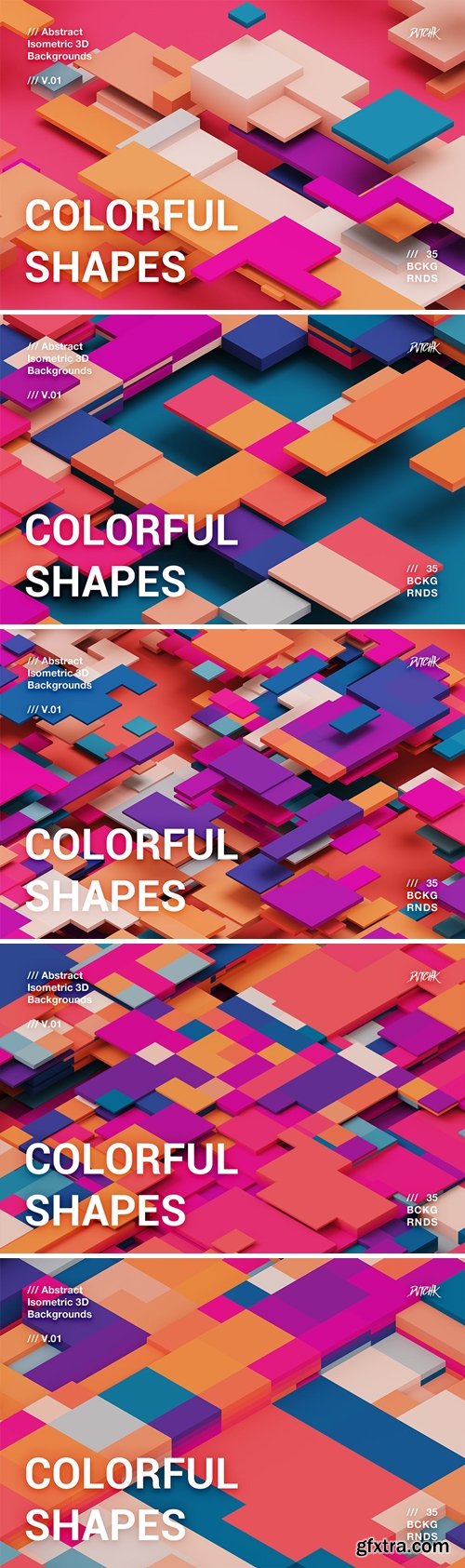 Colorful Shapes | 3D Isometric Backgrounds | V01