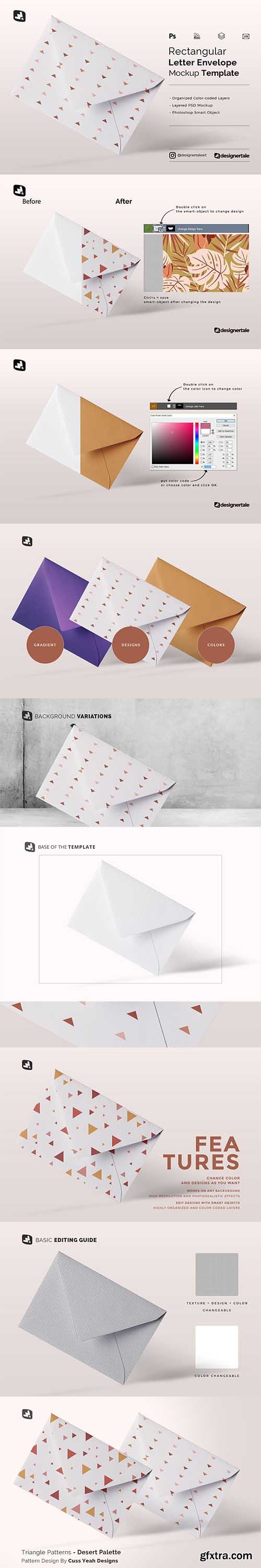 CreativeMarket - Rectangular Letter Envelope Mockup 5360822