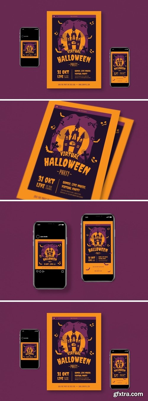 Virtual Halloween Flyer Set