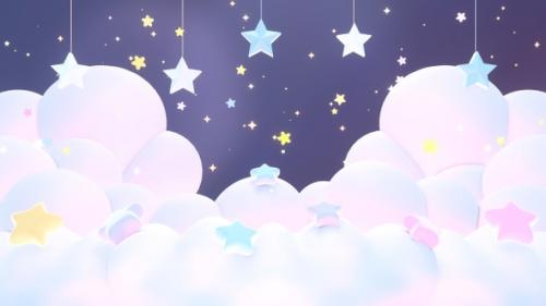 Videohive - Pastel Clouds And Hanging Stars Night Sky - 34231065 - 34231065