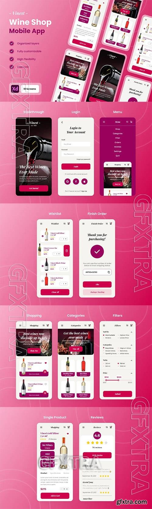 Vinest - Wine & Vineyard Mobile App UI Kit 8TAZSP9