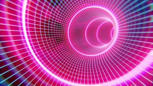 Videohive - Neon Grid Tunnel VJ Loop Background - 34241442 - 34241442