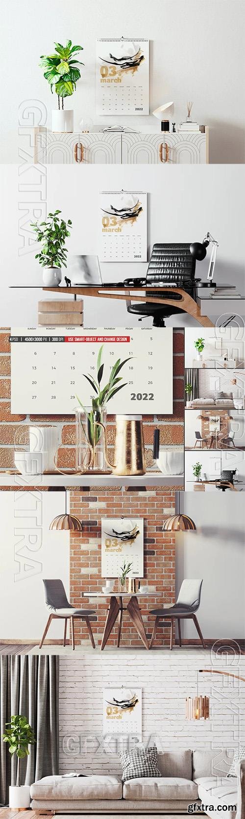 Spiral Binding Wall Calendar Mockup AT4TYEC