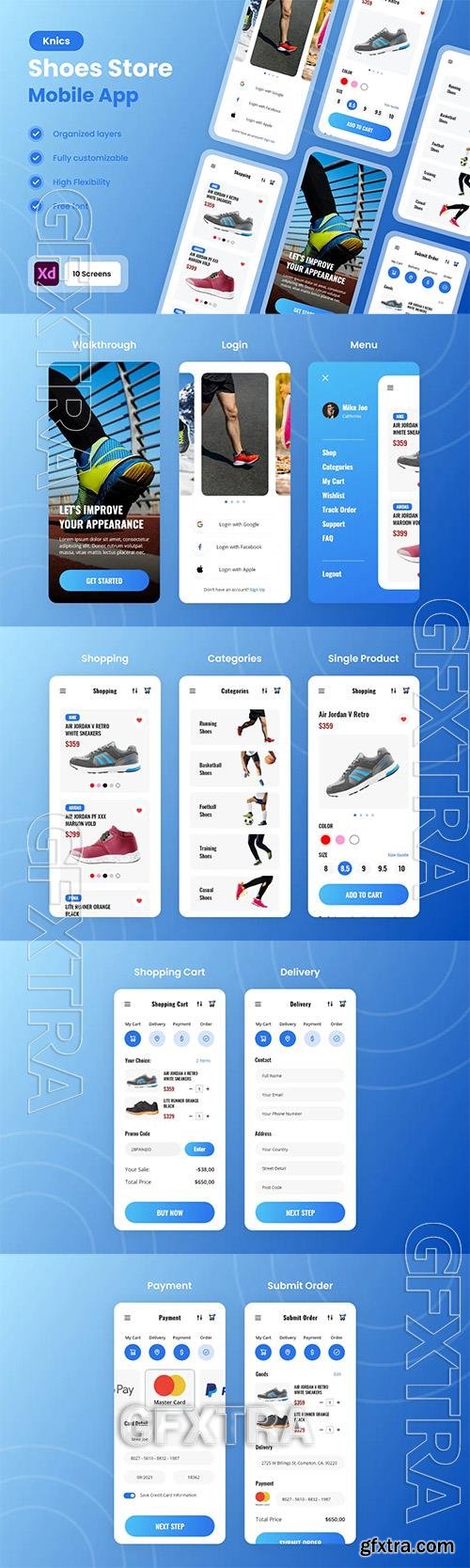 Knic - Shoes & Sneakers Store Mobile App UI Kit XV7TBTD