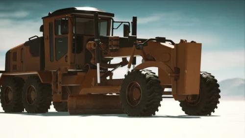 Videohive - Road Grading Machine on the Salt Desert Road - 34300141 - 34300141