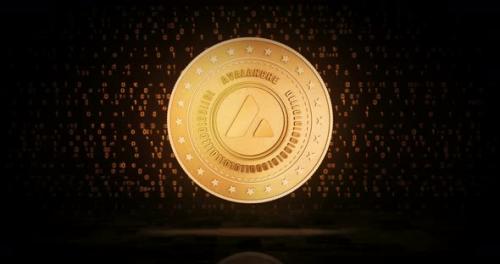 Videohive - Avalanche AVAX cryptocurrency golden coin loop on digital background - 34215412 - 34215412