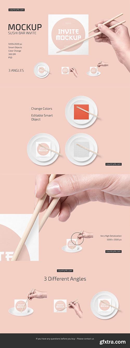 CreativeMarket - Sushi Bar Invite Mockup Set 6485804