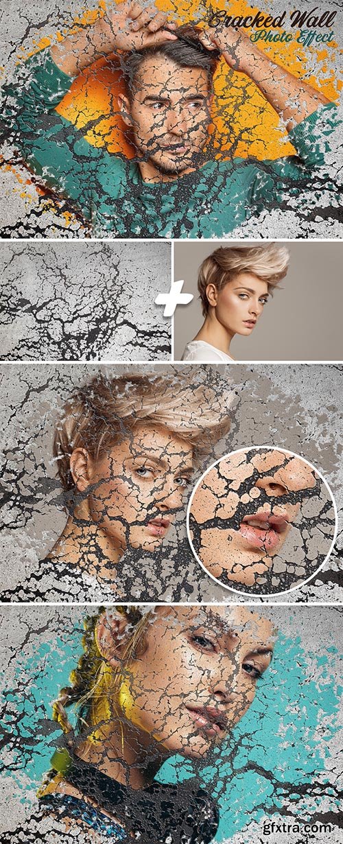 Cracked Wall Photo Effect Mockup 462310713