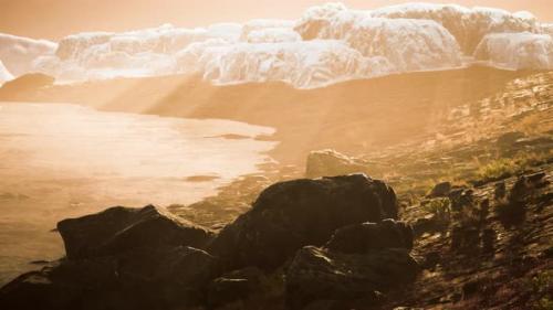 Videohive - Antarctic Icebergs Near Rocky Beach - 34249510 - 34249510