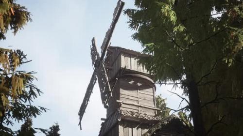 Videohive - Old Traditional Wooden Windmill in the Forest - 34249646 - 34249646