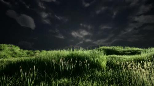 Videohive - Storm Clouds Above Meadow with Green Grass - 34249733 - 34249733