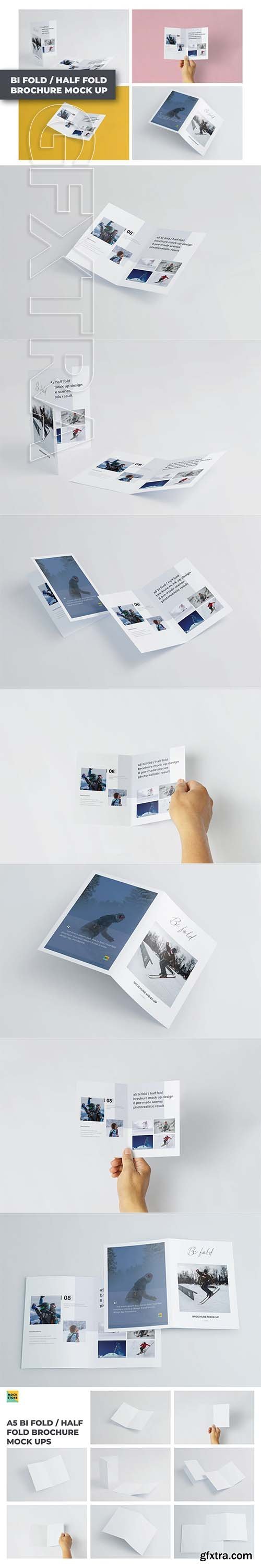 CreativeMarket - A5 Bifold Half-Fold Brochure Mockup 2564002