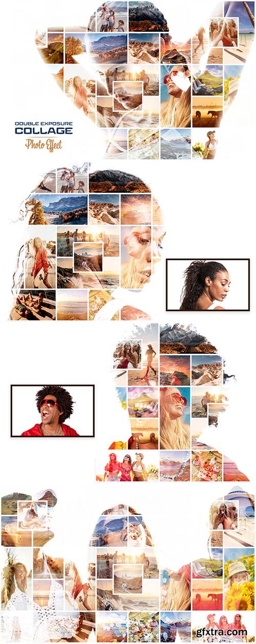 Photo Collage Double Exposure Effect Mockup 463694932