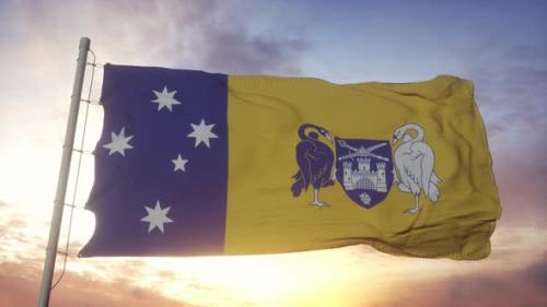 Videohive - Australian Capital Territory Flag Australia Waving in the Wind Sky and Sun Background - 34278623 - 34278623