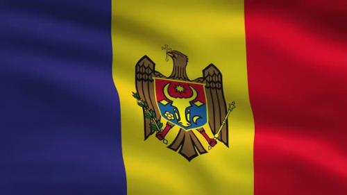 Videohive - Moldova Windy Flag Background 4K - 34295015 - 34295015