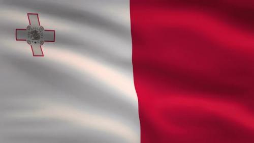 Videohive - Malta Windy Flag Background 4K - 34295016 - 34295016