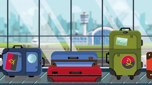 Videohive - Suitcases with Angolan Flag Stickers on Baggage Carousel - 34302232 - 34302232