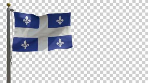 Videohive - Quebec Flag (Canada) on Flagpole with Alpha Channel - 4K - 34336458 - 34336458