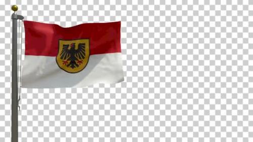 Videohive - Dortmund City Flag (Germany) on Flagpole with Alpha Channel - 4K - 34337157 - 34337157