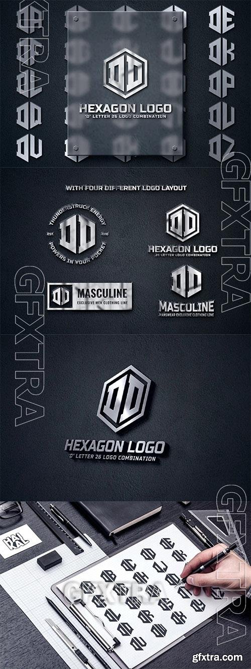 D (A-Z) Hexagon Monogram Logo Creator YX9NUSA