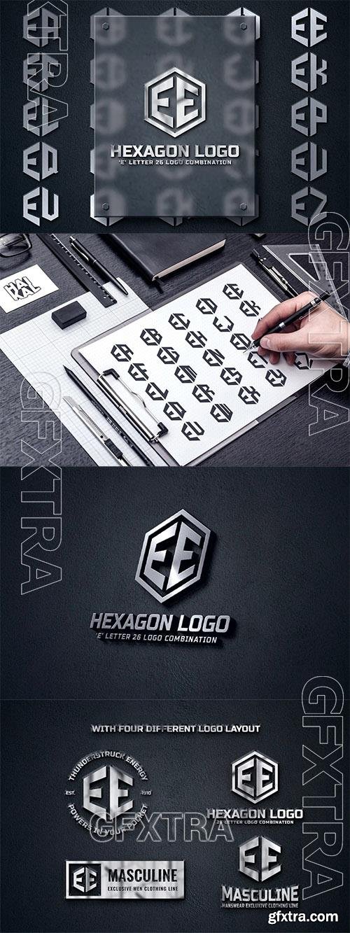 E (A-Z) Hexagon Monogram Logo Creator JWSALKK