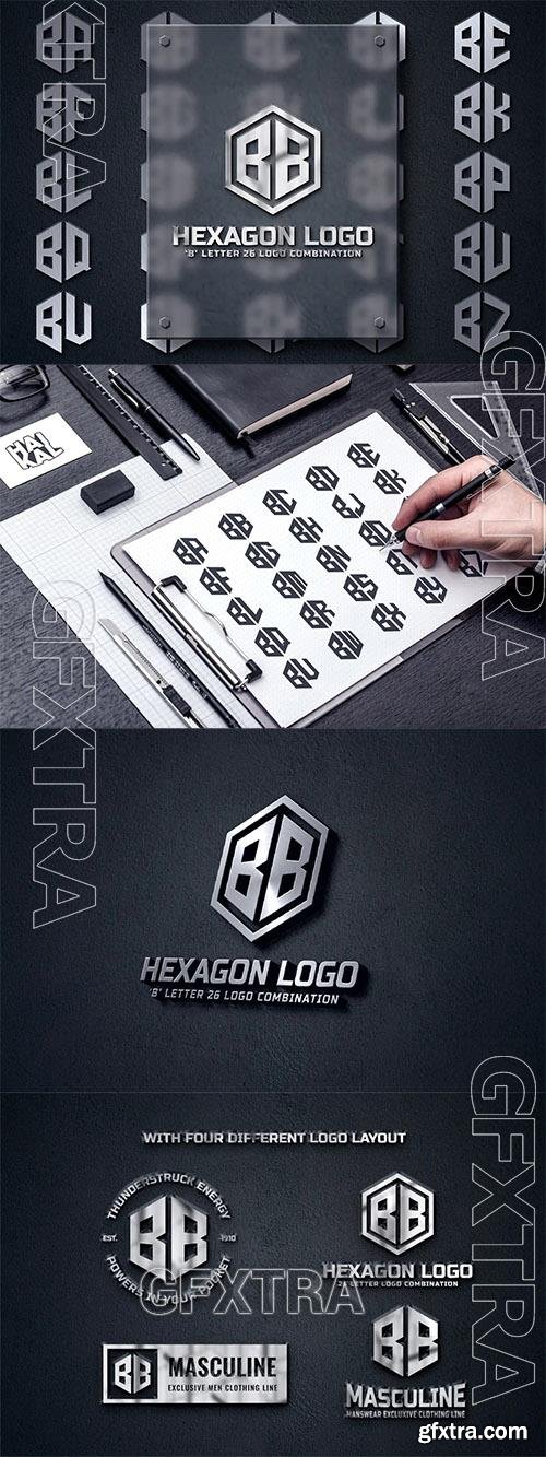 B (A-Z) Hexagon Monogram Logo Creator BWBTPXT