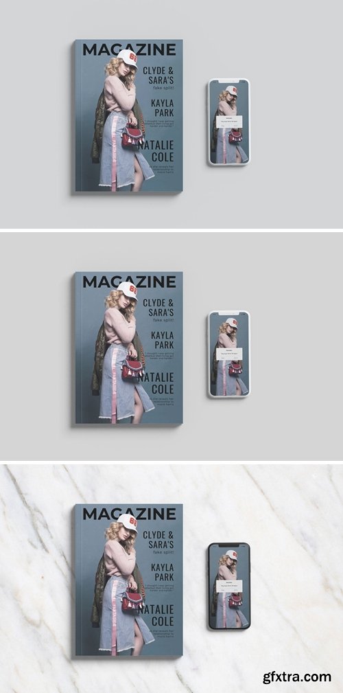 cover magazine with phone mockup