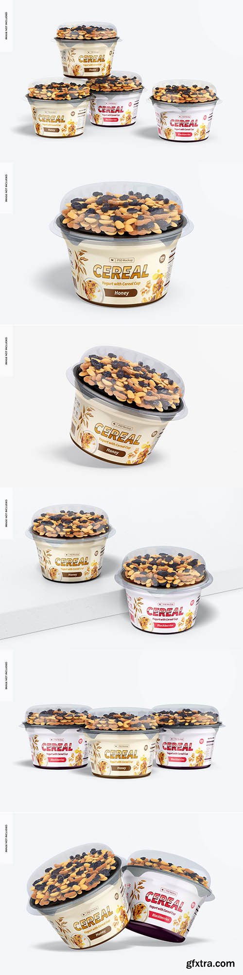 Yogurts with cereal cup mockup