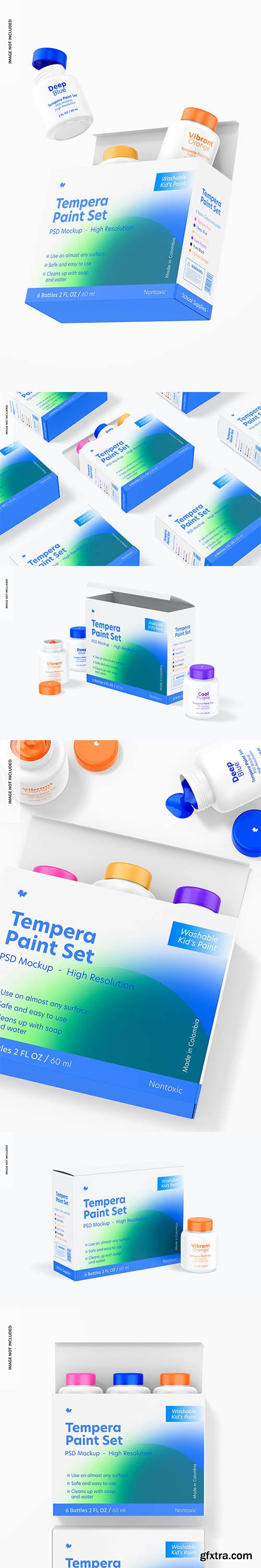 Tempera paint set mockup